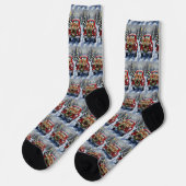 Cockapoo Weihnachten Rotes Lastwagen Urlaub Socken (Linkes Detail)