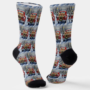 Cockapoo Weihnachten Rotes Lastwagen Urlaub Socken