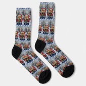 Cockapoo Weihnachten Rotes Lastwagen Urlaub Socken (Rechts)