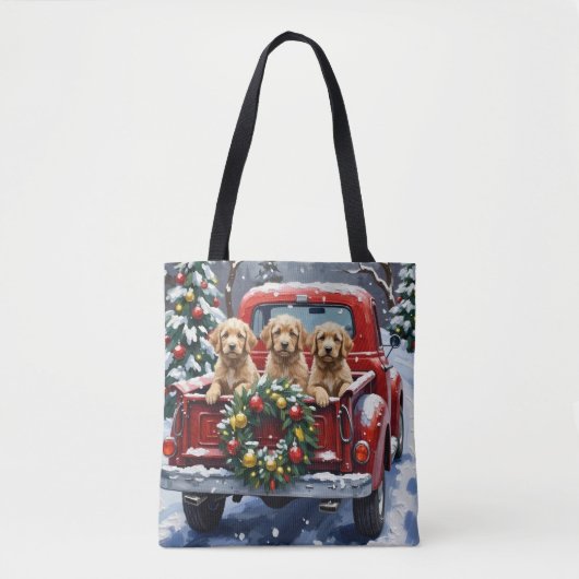 Cockapoo Weihnachten Rotes Lastwagen Urlaub Tasche (Vorderseite)
