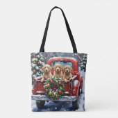 Cockapoo Weihnachten Rotes Lastwagen Urlaub Tasche (Rückseite)