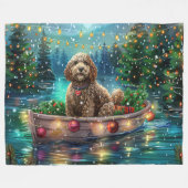 Cockapoo Weihnachtliche Reise Fleecedecke (Vorderseite (Horizontal))