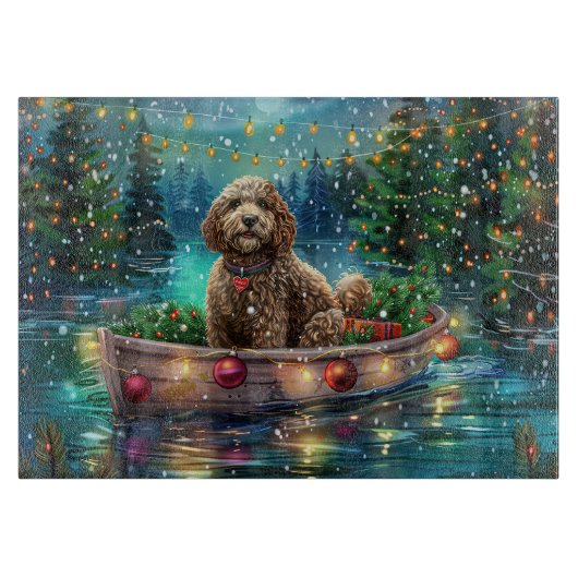 Cockapoo Weihnachtliche Reise Schneidebrett (Vorderseite)