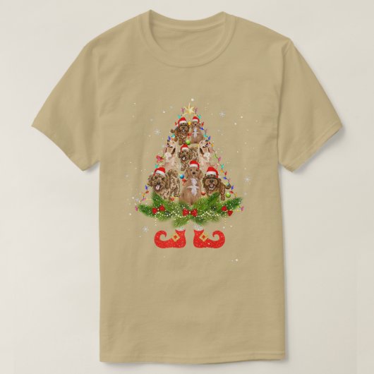 Cockapoo Weihnachtsbaum Lichter Niedliche Weihnach T-Shirt (Design vorne)