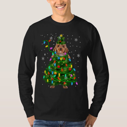 Cockapoo Weihnachtsbaum Weihnachtsbeleuchtung Cock T-Shirt (Vorderseite)