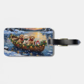 Cockapoo-Weihnachtsboot-Feiertag Gepäckanhänger (Rückseite horizontal)