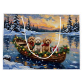 Cockapoo Weihnachtsboot-Feiertag Große Geschenktüte (Rückseite)