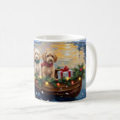 Cockapoo Weihnachtsboot-Feiertag Kaffeetasse (VorderseiteRechts)