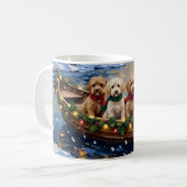 Cockapoo Weihnachtsboot-Feiertag Kaffeetasse (Vorderseite Links)