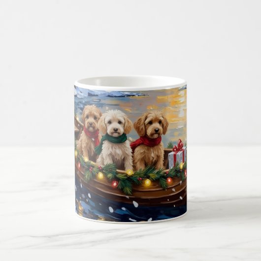 Cockapoo Weihnachtsboot-Feiertag Kaffeetasse (Mittel)