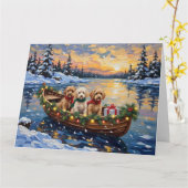 Cockapoo-Weihnachtsboot-Feiertag Karte (Gelbe Blume)