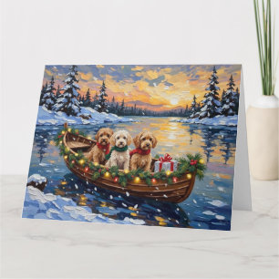 Cockapoo-Weihnachtsboot-Feiertag Karte