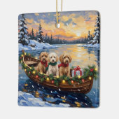 Cockapoo-Weihnachtsboot-Feiertag Keramikornament (Links)