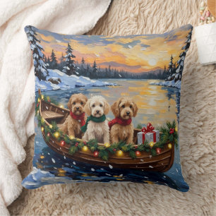 Cockapoo-Weihnachtsboot-Feiertag Kissen