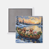 Cockapoo-Weihnachtsboot-Feiertag Magnet (Vorderseite/Rückseite)
