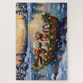 Cockapoo-Weihnachtsboot-Feiertag Puzzle (Vertikal)