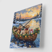 Cockapoo-Weihnachtsboot-Feiertag Quadratische Wanduhr (Winkel)