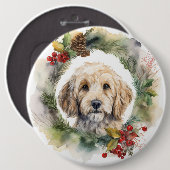 Cockapoo Weihnachtsfeier Festliche Jungfrau Button (Vorne & Hinten)