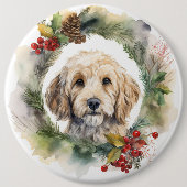 Cockapoo Weihnachtsfeier Festliche Jungfrau Button (Vorderseite)