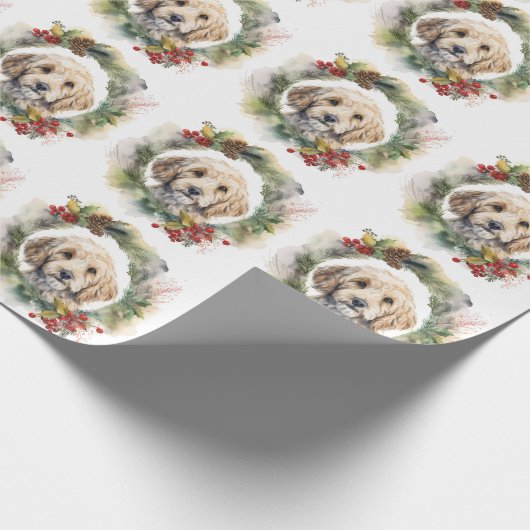 Cockapoo Weihnachtsfeier Festliche Jungfrau Geschenkpapier (Ecke)