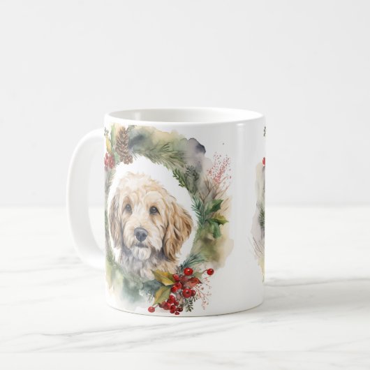 Cockapoo Weihnachtsfeier Festliche Jungfrau Kaffeetasse (Vorderseite Links)