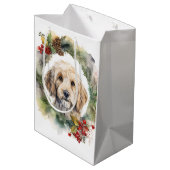 Cockapoo Weihnachtsfeier Festliche Jungfrau Mittlere Geschenktüte (Rückseite Schrägansicht)