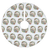 Cockapoo Weihnachtsfeier Festliche Jungfrau Polyester Weihnachtsbaumdecke (Vorderseite)