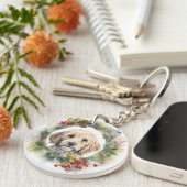 Cockapoo Weihnachtsfeier Festliche Jungfrau Schlüsselanhänger (Vorderseite rechts)