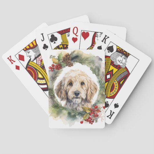 Cockapoo Weihnachtsfeier Festliche Jungfrau Spielkarten (Rückseite)