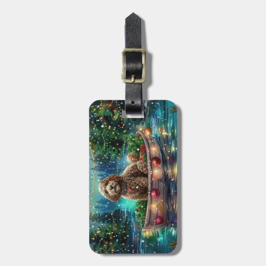 Cockapoo Weihnachtsfest Reise Gepäckanhänger (Vorderseite vertikal)