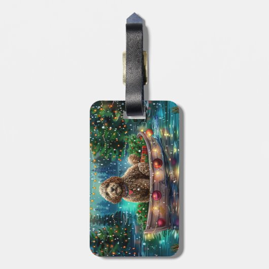 Cockapoo Weihnachtsfest Reise Gepäckanhänger (Rückseite vertikal)