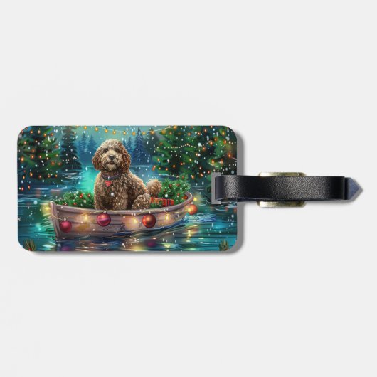 Cockapoo Weihnachtsfest Reise Gepäckanhänger (Rückseite horizontal)