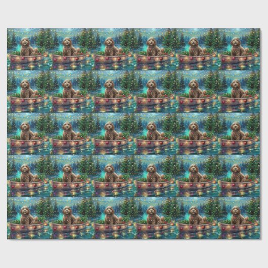 Cockapoo Weihnachtsfest Reise Geschenkpapier (Flach)