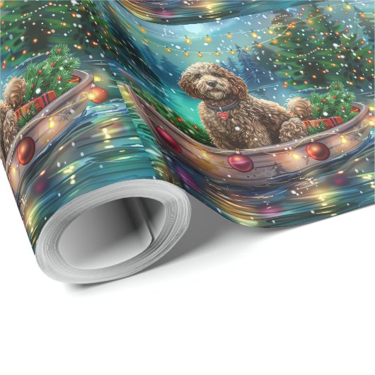 Cockapoo Weihnachtsfest Reise Geschenkpapier (Rolleneckpunkt)