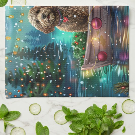 Cockapoo Weihnachtsfest Reise Geschirrtuch (Gefaltet)