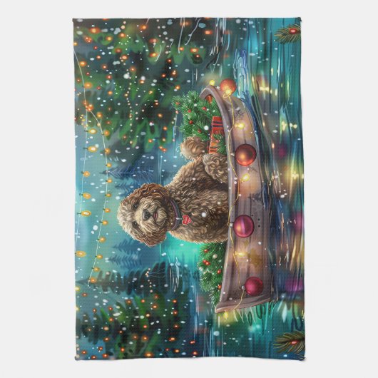Cockapoo Weihnachtsfest Reise Geschirrtuch (Vertikal)