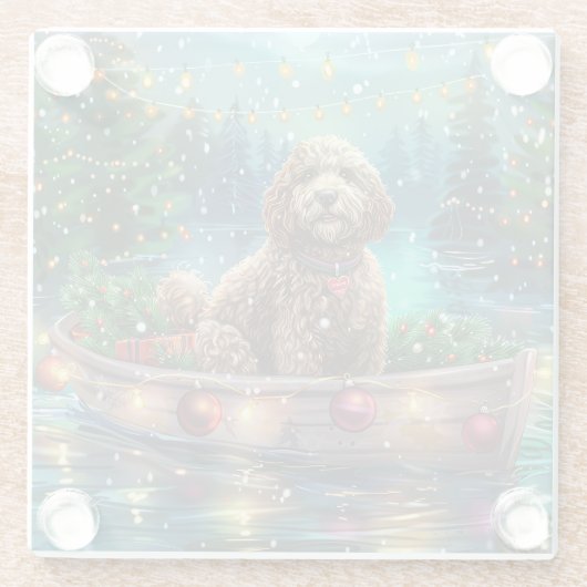 Cockapoo Weihnachtsfest Reise Glasuntersetzer (Rückseite)