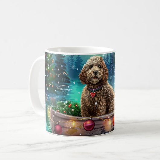 Cockapoo Weihnachtsfest Reise Kaffeetasse (Vorderseite Links)