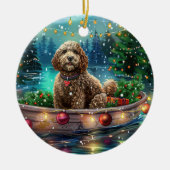 Cockapoo Weihnachtsfest Reise Keramik Ornament (Vorne)