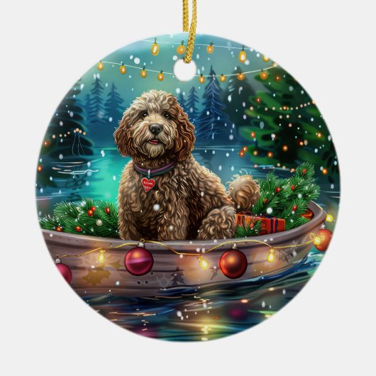 Cockapoo Weihnachtsfest Reise Keramik Ornament (Vorne)