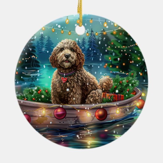 Cockapoo Weihnachtsfest Reise Keramik Ornament (Hinten)