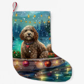Cockapoo Weihnachtsfest Reise Kleiner Weihnachtsstrumpf (Vorderseite)