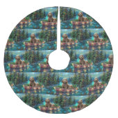 Cockapoo Weihnachtsfest Reise Polyester Weihnachtsbaumdecke (Vorderseite)