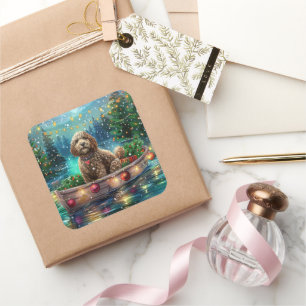 Cockapoo Weihnachtsfest Reise Quadratischer Aufkleber
