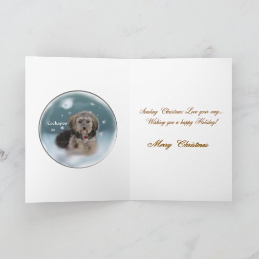 Cockapoo Weihnachtsgeschenke Feiertagskarte (Innenseite)