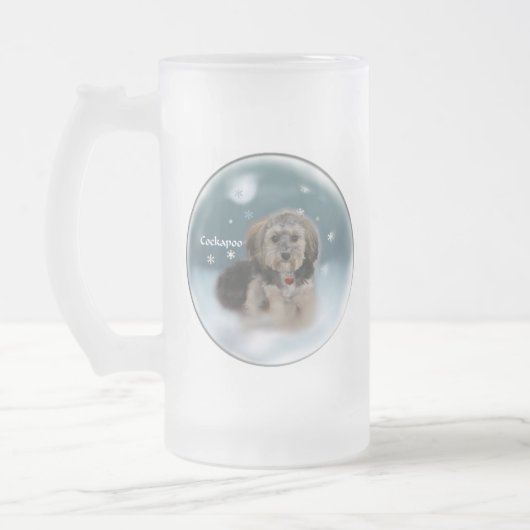 Cockapoo Weihnachtsgeschenke Mattglas Bierglas (Links)