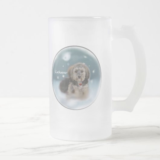 Cockapoo Weihnachtsgeschenke Mattglas Bierglas (Rechts)