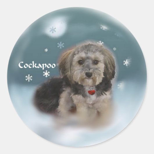 Cockapoo Weihnachtsgeschenke Runder Aufkleber (Vorderseite)