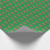 Cockapoo Weihnachtshund Niedliche Silhouette Grün Geschenkpapier (Ecke)