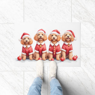 Cockapoo-Weihnachtskleid mit Santa-Hut Fußmatte